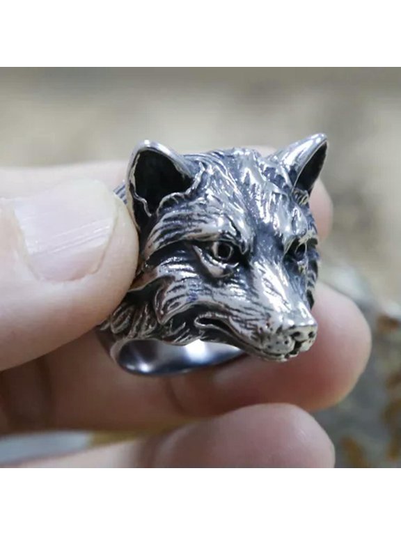 Stainless Steel Fox Men's Rings For Motorcycle Amulet Punk Biker Jewelry Gift-10