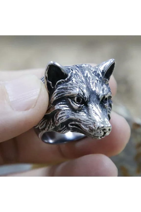 Stainless Steel Fox Men's Rings For Motorcycle Amulet Punk Biker Jewelry Gift-12