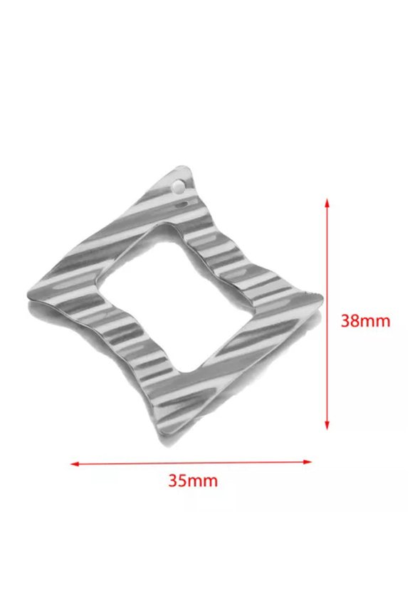 Stainless Steel Gold Folded Embossing Star Flower Round Link Charms Teardrop Con-S Rectangle