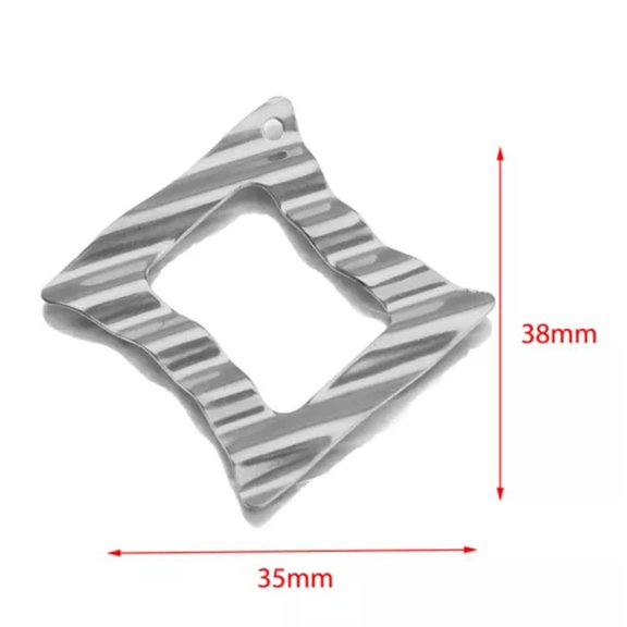 MATROOY Stainless Steel Gold Folded Embossing Star Flower Round Link Charms Teardrop Con-S Rectangle