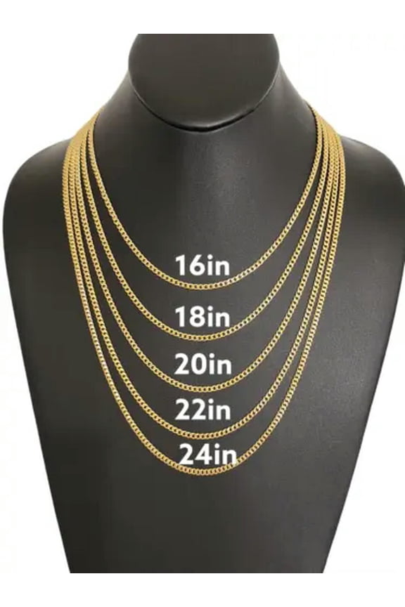 Stainless Steel Gold Plated Cuban Curb Chain Unisex Hip Hop Jewelry Men, Women-18in