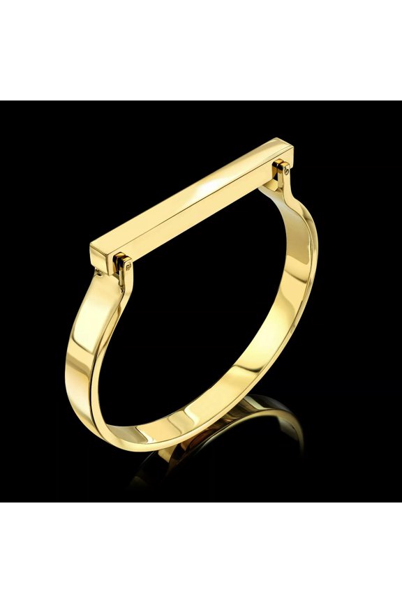 Stainless Steel Gold Plated Flat Bracelet Size 16 With Clasp For Women, Girl