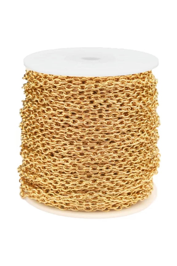 Stainless Steel Gold Rolo Cable Link Chain By Yard Wholesale Bulk Roll Chain -Gold plated