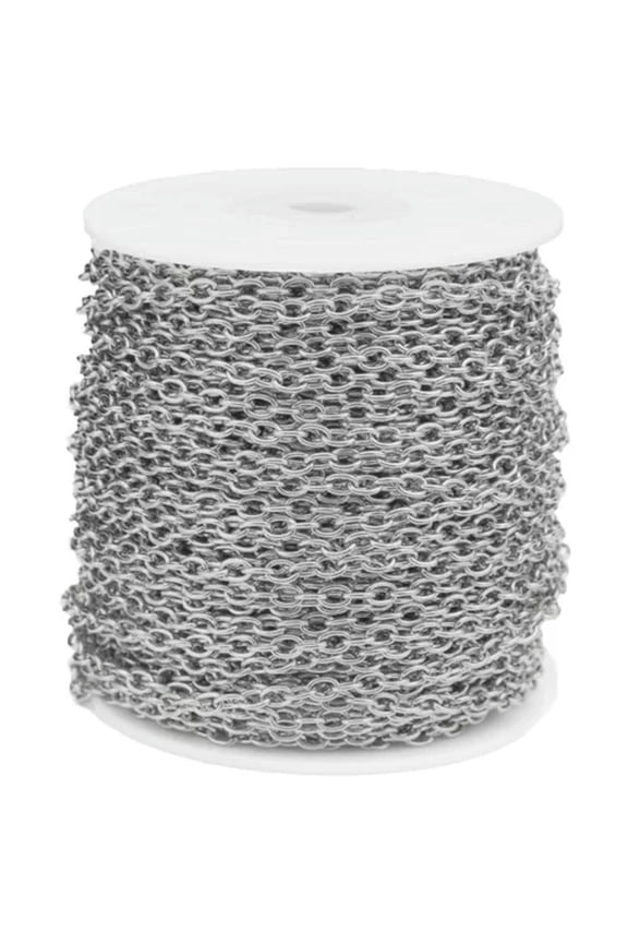 Stainless Steel Gold Rolo Cable Link Chain By Yard Wholesale Bulk Roll Chain -Steel color