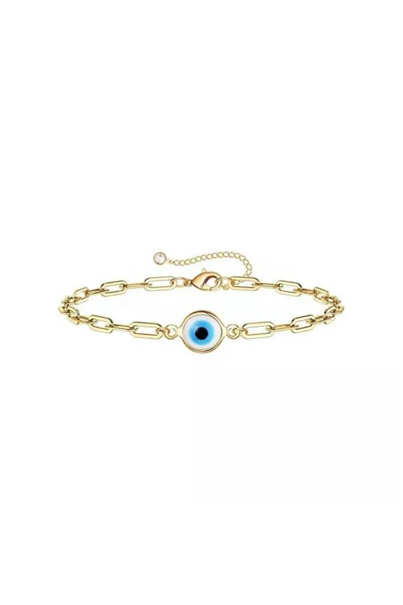 Stainless Steel Good Luck Blue Eye Gold Plated Chain Bracelet Jewelry Women Gift-Blue Eye Bracelet#1