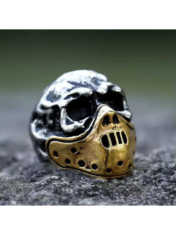 Stainless Steel Gothic Men's Rings Death Knight Mask Skull Punk Biker Jewelry-11