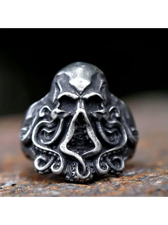 Stainless Steel Gothic Octopus Ring Punk Biker Skull Men Rings Amulet Jewelry-8