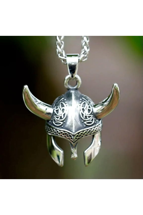Stainless Steel Men's Necklace Viking Warrior Odin Mask Amulet Punk Jewelry