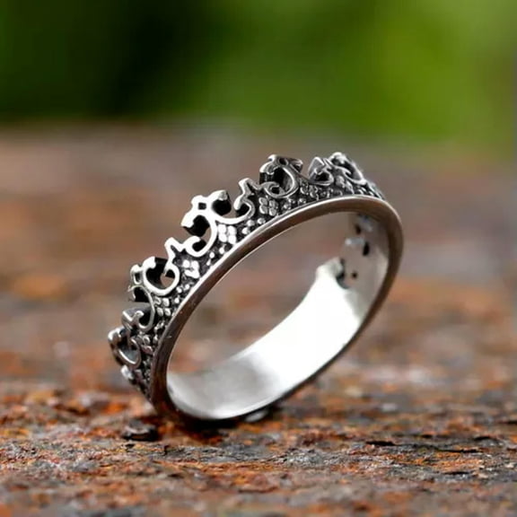 MATROOY Stainless Steel Men's Retro Gothic Style Crown Royal King Crown Biker Punk Ring-11