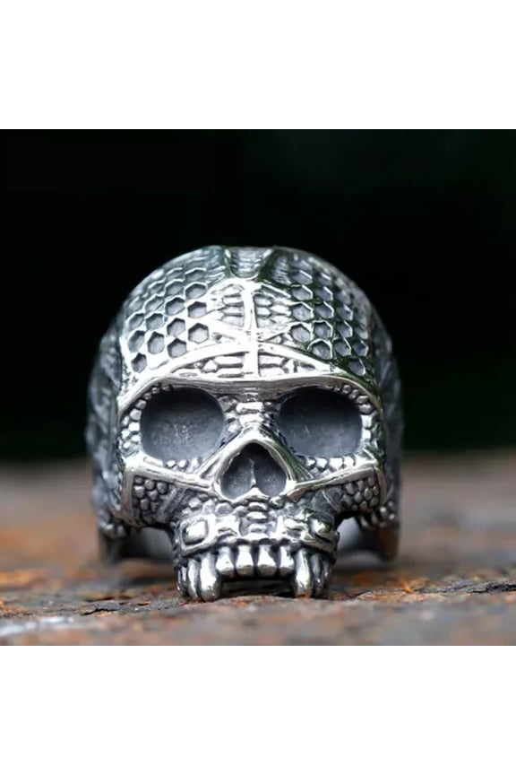 Stainless Steel Men's Vampire's Skull Ring Gothic Biker Motorcycle Punk Jewelry-7