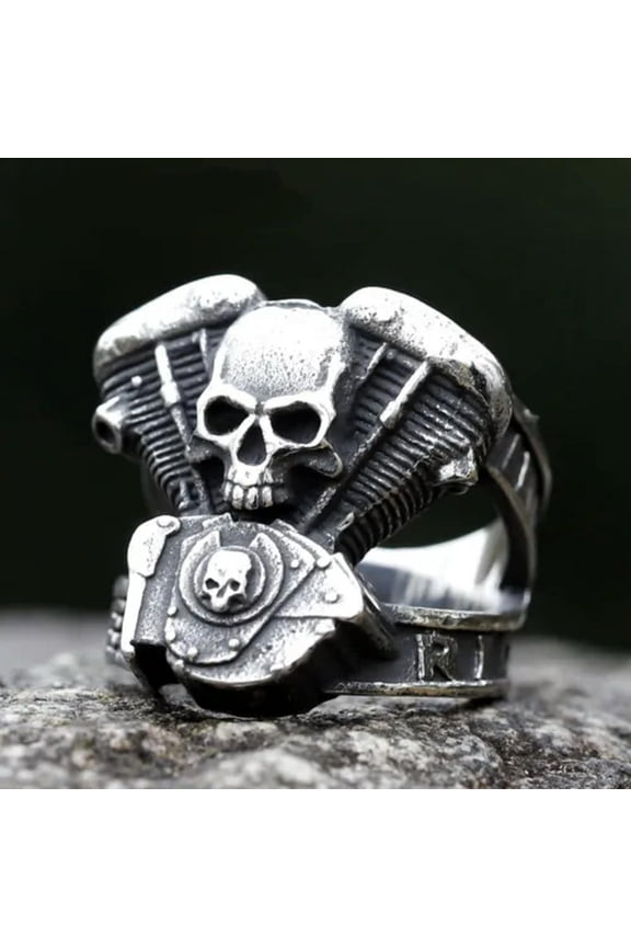 Stainless Steel Mysterious Biker Ring Men's Motorcycle Biker Ring-7