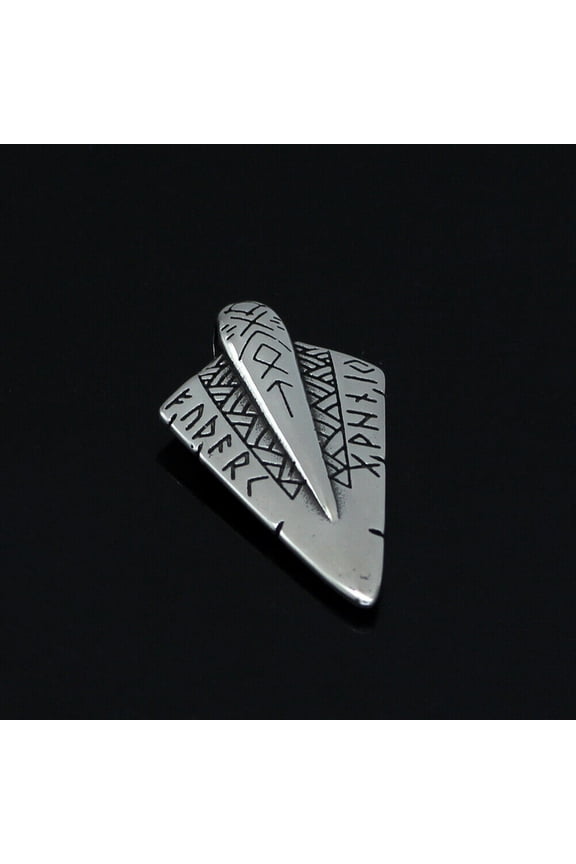 Stainless Steel Mythical Viking Rune Arrowhead Reversible Pendant Men's Necklace-Pendant
