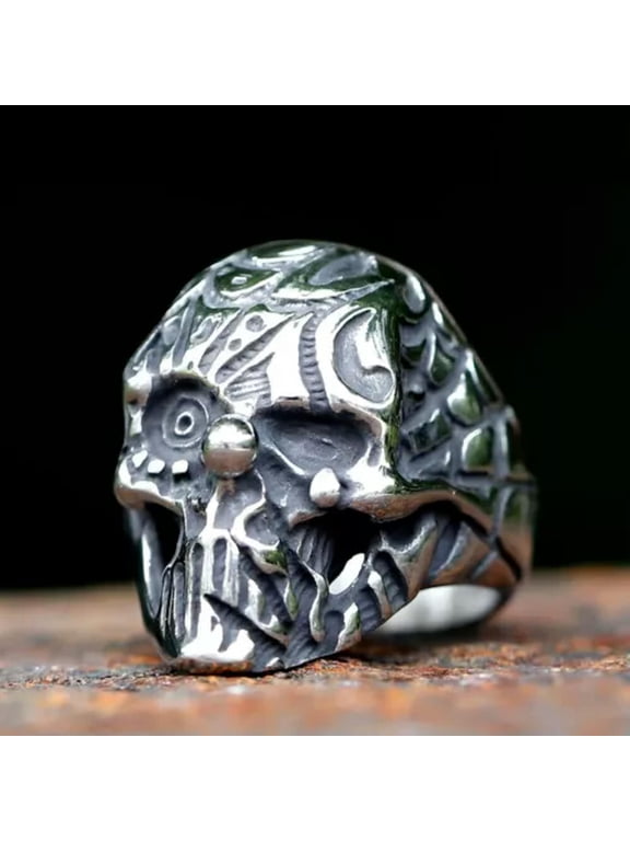 Stainless Steel Punisher Ring For Men Steel Punk Amulet Movie Animal Jewelry-12