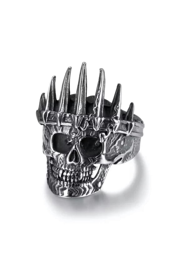 Stainless Steel Punk, Biker Style Skull Crown Ring Unisex Size 7-12 Men-7