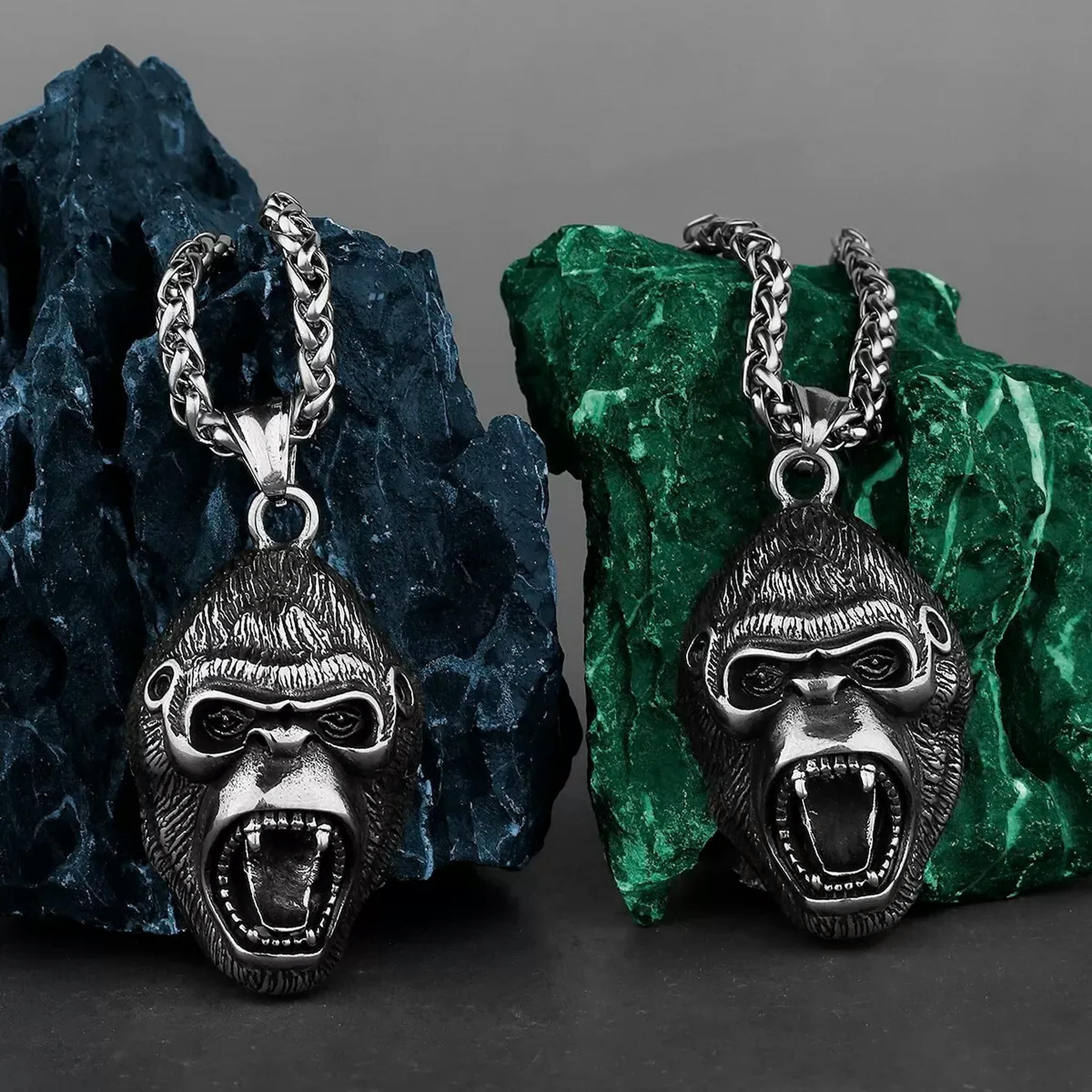 Anello Uomo Acciaio Inox &ndash; Drago, Tigre, Lupo, Cinghiale &ndash; Stile Biker Punk &ndash; Nickel-Free