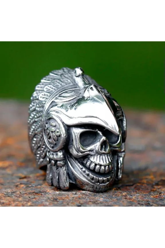 Stainless Steel Punk Gothic Retro Eagle Warrior Ring For Men Ring Amulet Jewelry-10