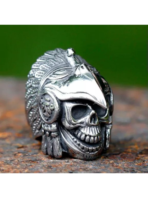 Stainless Steel Punk Gothic Retro Eagle Warrior Ring For Men Ring Amulet Jewelry-13