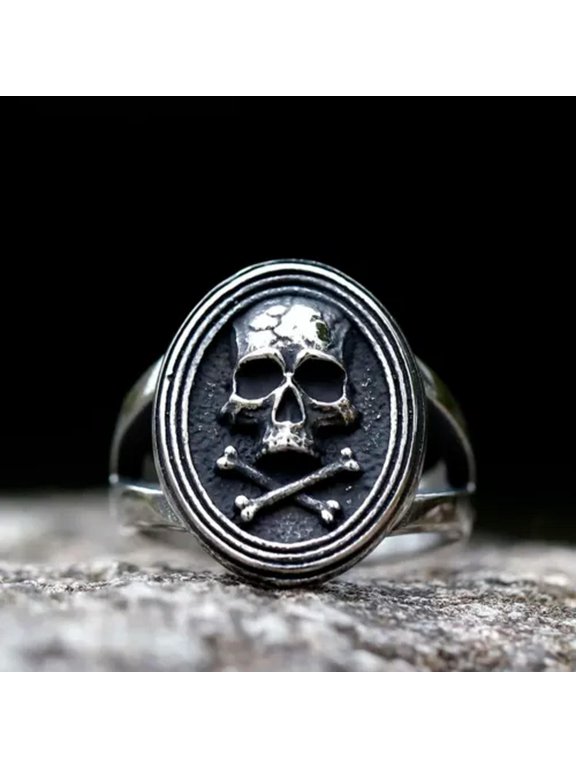 Stainless Steel Punk Motorcycle Bicycle Gothic Vampire Skull Ring Silver Jewelry-12
