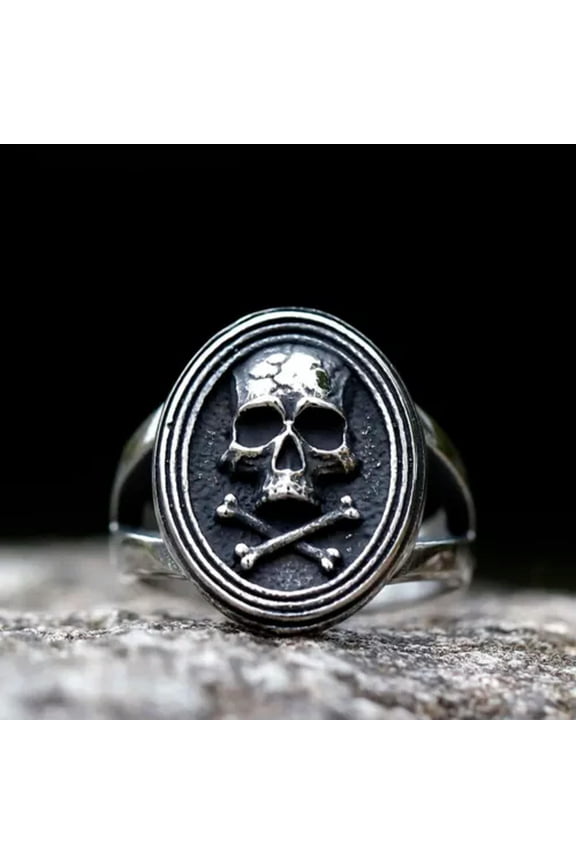 Stainless Steel Punk Motorcycle Bicycle Gothic Vampire Skull Ring Silver Jewelry-7