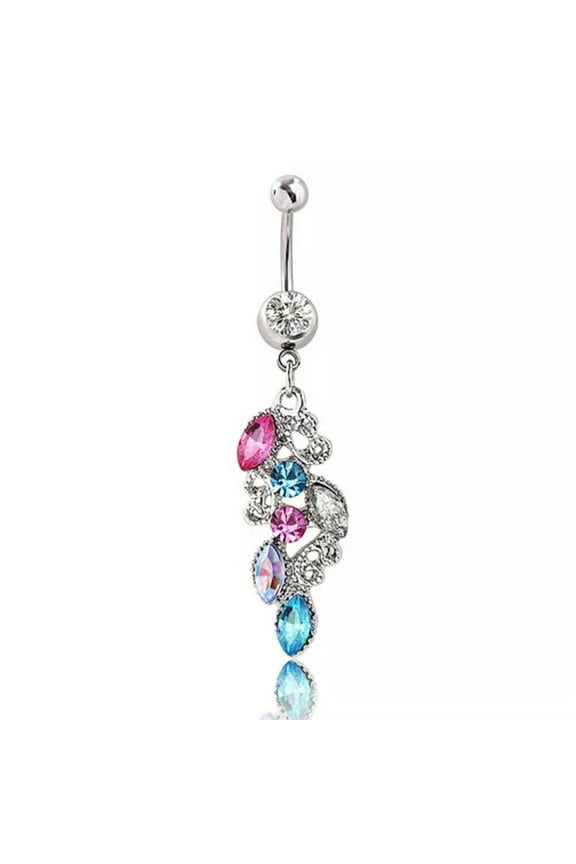 Stainless Steel Rhinestone Belly Button Ring Body Piercing Jewelry Navel Ring-1