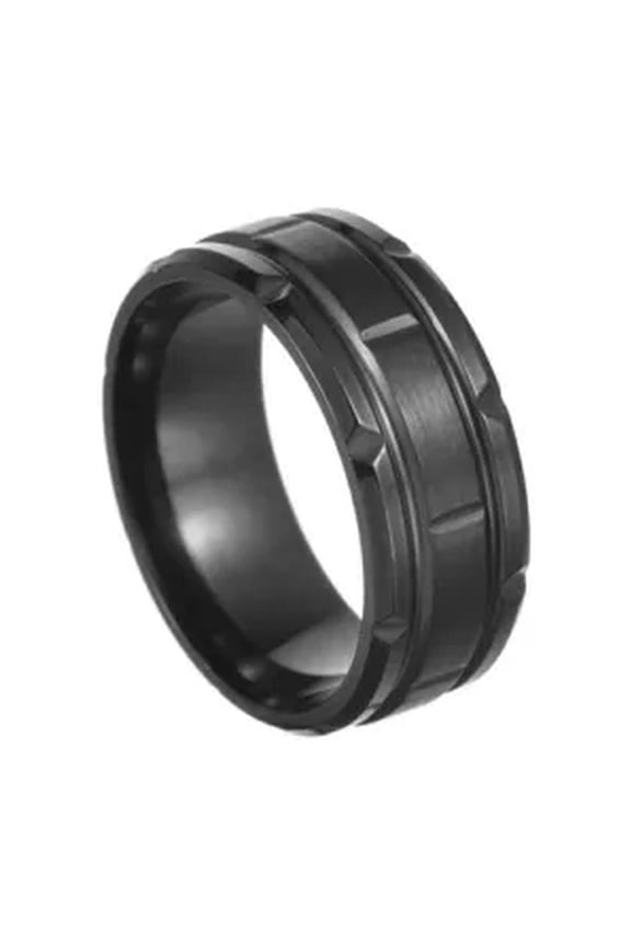 Stainless Steel Ring Titanium Ring Finger Ring Band Fashion Jewelry Men Rings-black-12