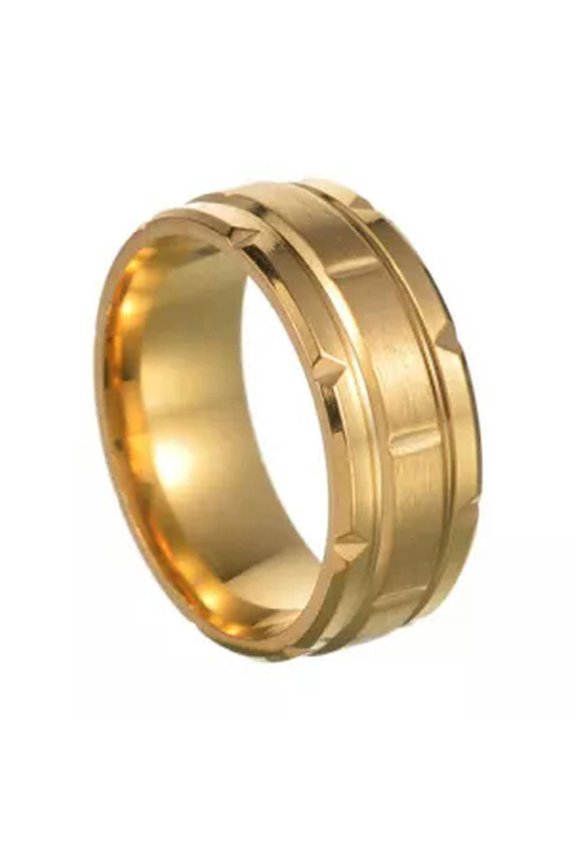 Stainless Steel Ring Titanium Ring Finger Ring Band Fashion Jewelry Men Rings-golden-10