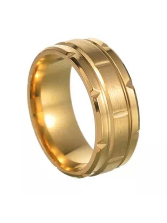 Stainless Steel Ring Titanium Ring Finger Ring Band Fashion Jewelry Men Rings-golden-9