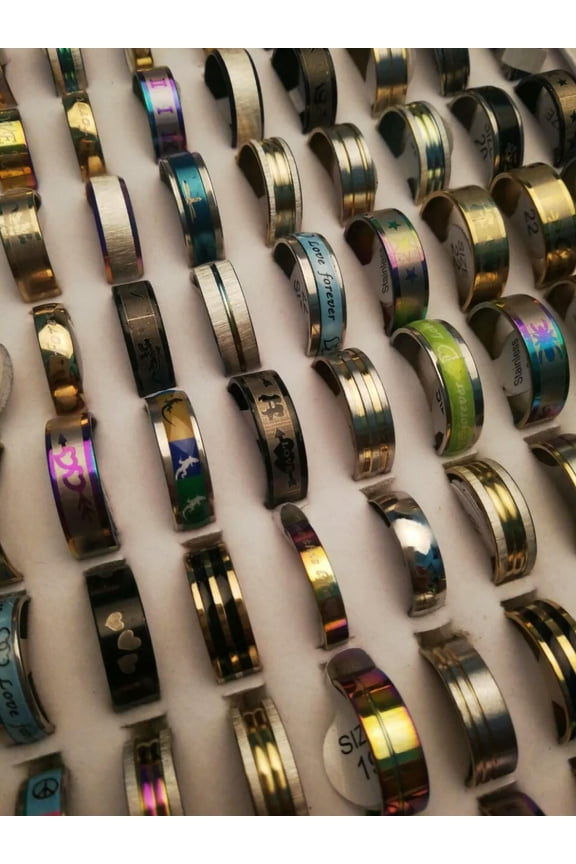 Stainless Steel Rings For Womens Wholesale Lots 36pcs Fashion Mens Mix Size Ring