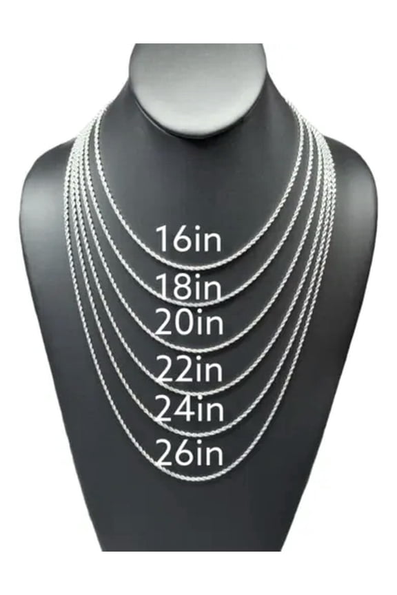Stainless Steel Rope Chain Necklace 2mm Size 16" to 26" Unisex Hip Hop Jewelry-26"