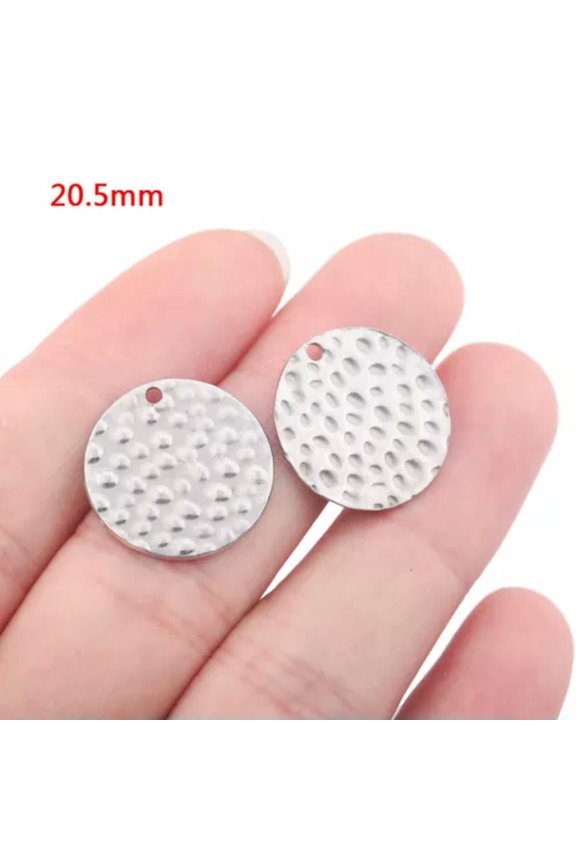 Stainless Steel Round Stamping Disc Charms Dog Tags Charms Pendants Beads Craft-20.5mm 10pcs