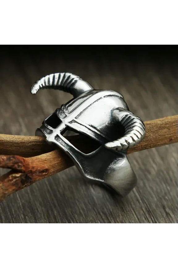 Stainless Steel Viking Warrior Helmet Ring For Men Biker Nordic Amulet Jewelry-10