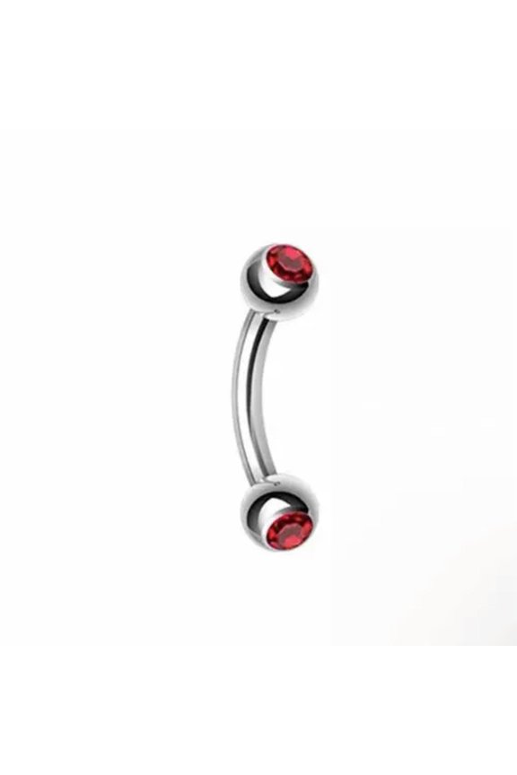 Stainless Steel Zircon Glitter Piercing Barbell Lip Eyebrow Ring Eyebrow Nail-Red