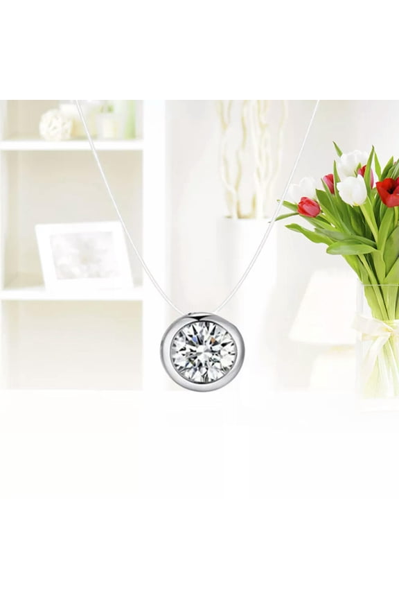Statement Jewelry Shine Pendant Necklace Invisible Fishing Line Miss