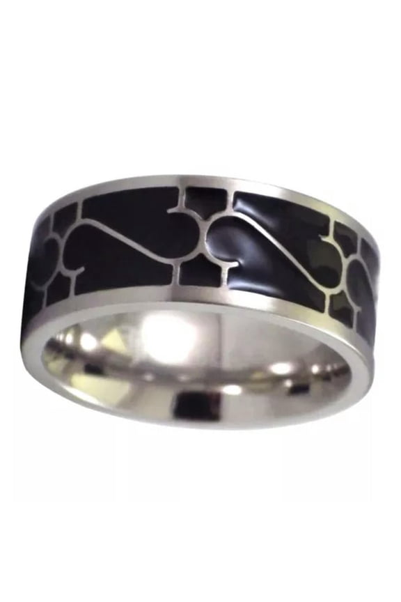 Steampunk Ring Womens Mens Black Gothic Stainless Steel Band 8mm Sizes 6-12-6