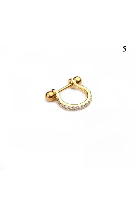 Steel Barbell CZ Hoop Earring Ear Stud Ear Tragus Cartilage Helix Lobe Piercing/-5
