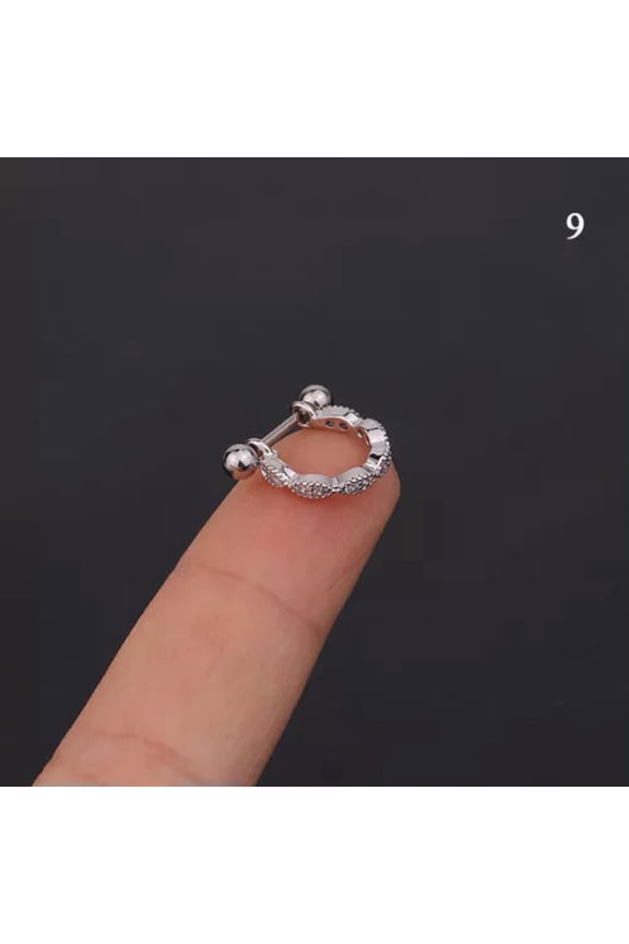 Steel Barbell CZ Hoop Earring Ear Stud Ear Tragus Cartilage Helix Lobe Piercing/-9