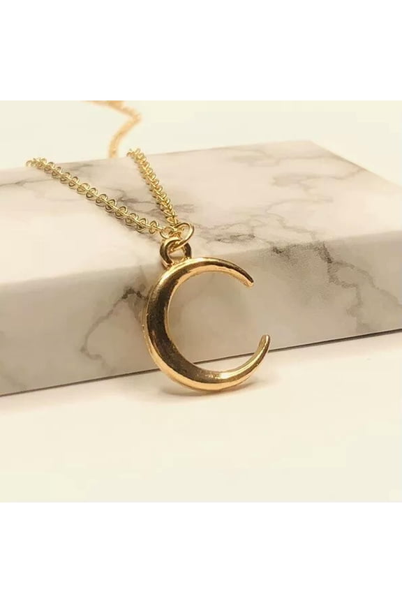 Stylish Women's Golden Moon Pendant Necklace Decorative Holiday Party Gift