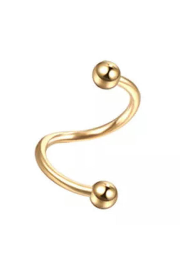 Surgical Steel Spiral Twisted Lip Ring Nose Rings Ear Cartilage Helix Piercing-gold-taper