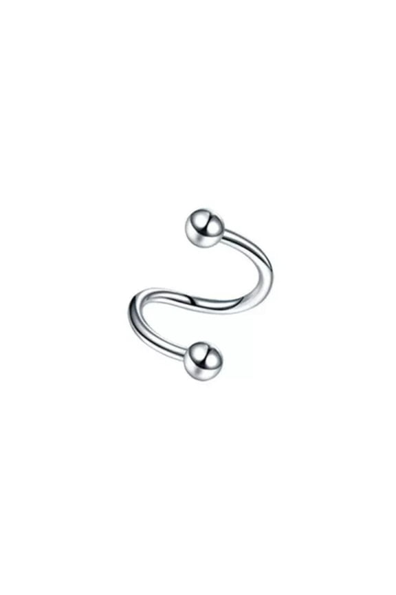 Surgical Steel Spiral Twisted Lip Ring Nose Rings Ear Cartilage Helix Piercing-silver-spherical