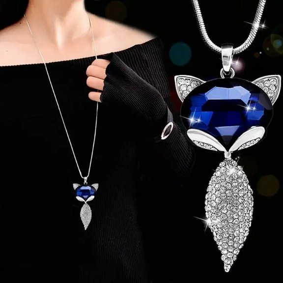 MATROOY Sweater Chain Women's Long Autumn And Winter Fox Crystal Wild Fashion Necklace