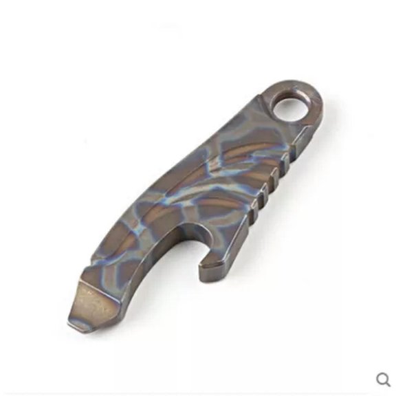 MATROOY TC4 Solid Titanium Alloy Multi Tools Pry Bar Pocket Crowbar Opener Screwdriver-Flame pattern B model
