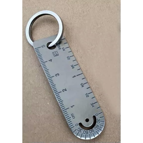 MATROOY TC4 Titanium Alloy Ruler Scale Protractor EDC Creative Ruler w/ CM Inch-Small