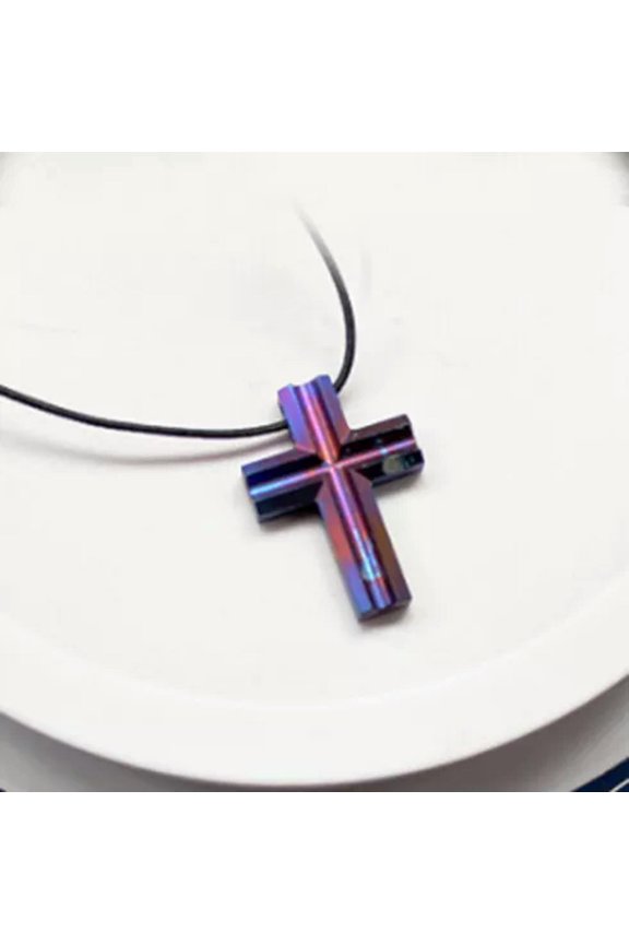 TC4 Titanium Alloy Small Pendant Cross Pendant Necklace Ornament EDC Tool-Burnt titanium