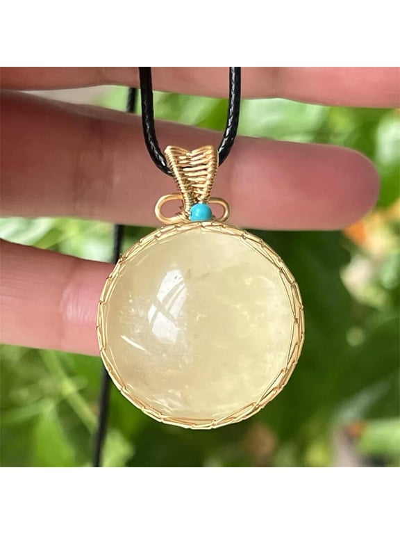 TOP 20mm+ Natural Citrine Quartz Sphere Quartz Crystal Ball Reiki Pendant 1PC