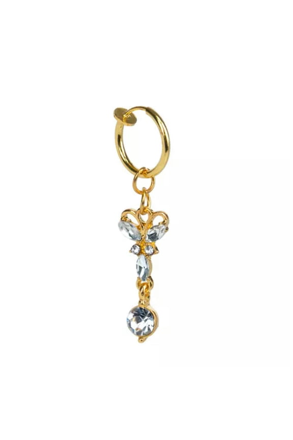 Tassel Navel Ring Belly Button Ring With Heart Round CZ Embellishment Piercing-8