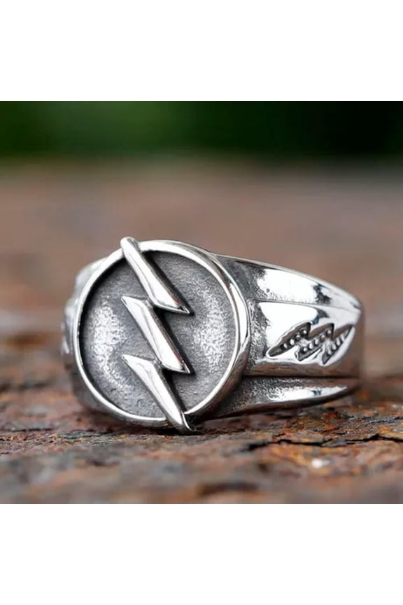 Thor Thunder Stainless Steel Couple Gold Lightning Flash Ring Men's 7-13 Size-8-2