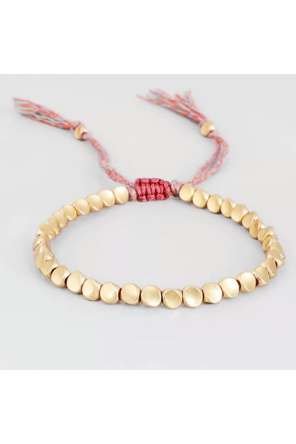 Tibetan Braided Knitting Copper Beads Lucky Rope Bracelet Bangle Unisex JewS_tu