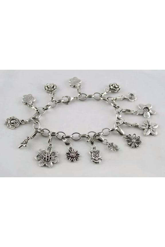 Tibetan silver flower charm bracelet E20016