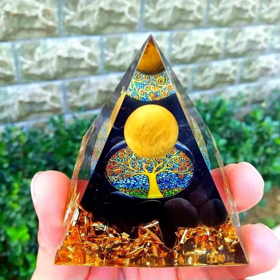 MATROOY Tiger Eye Crystal Sphere & Obsidian Quartz Orgone Pyramid Energy Healing Chakra