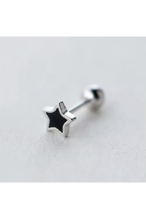 Tiny Star Heart SINGLE Earring 925 Sterling Silver Helix Screw Back Stud A1488-Star - 1 Single Earring